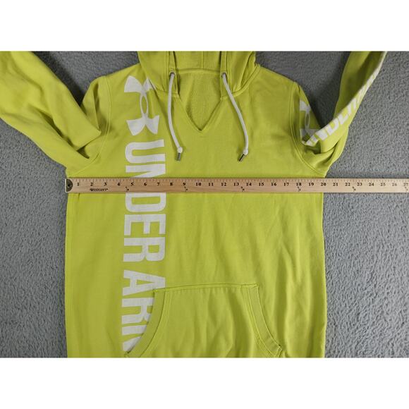 Under Armour Hoodie Mens Small Yellow Neon Pocket Sweatshirt Athletic Comfy - Picture 4 of 7